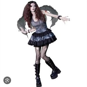 Adult Zombie Bat Fairy Costume with Wings - Medium 12-14 NWT